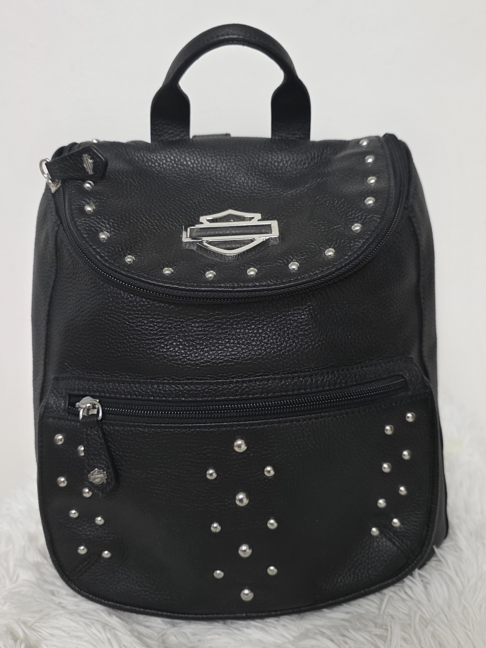 Harley-Davidson Black Studded Leather Backpack